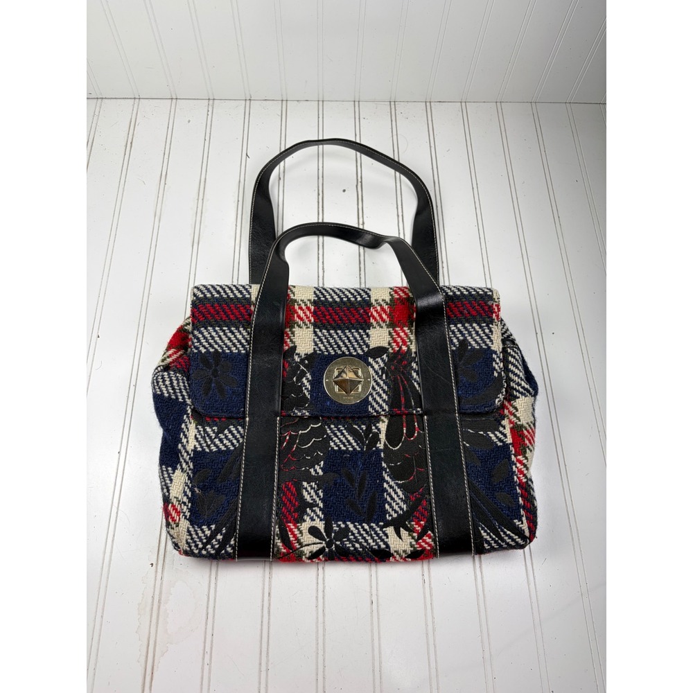 Kate Spade Mackinac Vintage Plaid Wool Floral Tote Shoulder Bag SOLD OUT - Picture 2 of 12